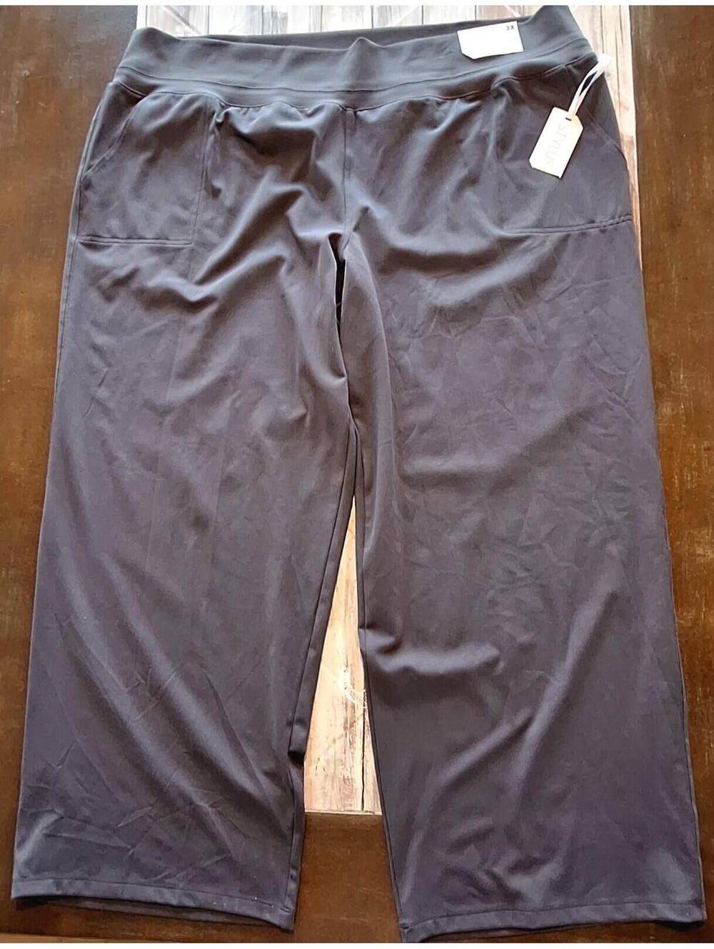 Stylus NWT Women’s Plus Sz 3X Wide Leg Stretchy Spandex Highland Gray Pants